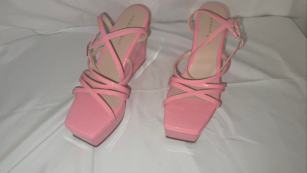 Madden Girl Pink Strappy platform wedge sandal